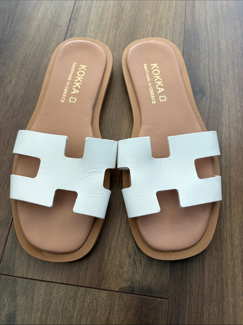 Hermès Oran Inspired Women's White Slide Leather Sandals
